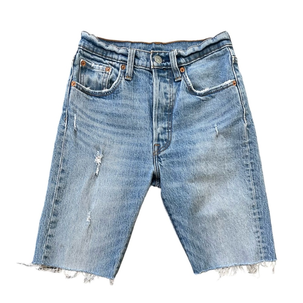 Levi’s 501 Long Length Light Wash Denim Shorts